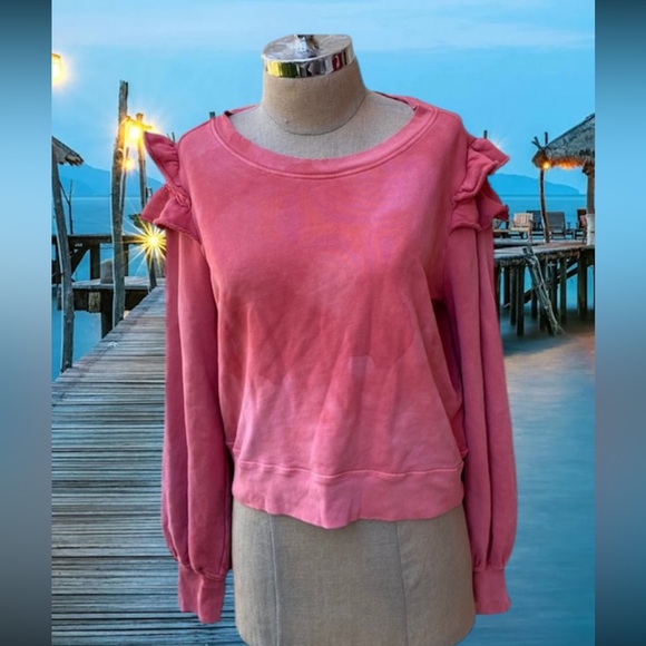 PAIGE from Neiman’s 100% Penelo faded tie dye sweatshirt with ruffles. Worn once - Picture 1 of 12